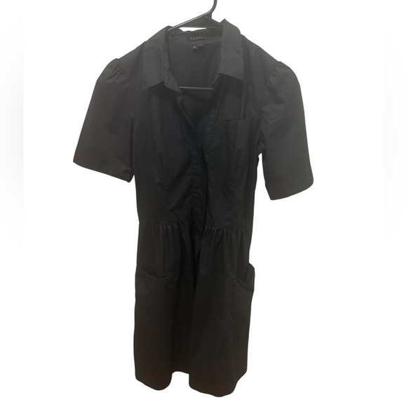 Theory Classic Black Button-Up Dress Cotton Size 4 - Picture 2 of 5